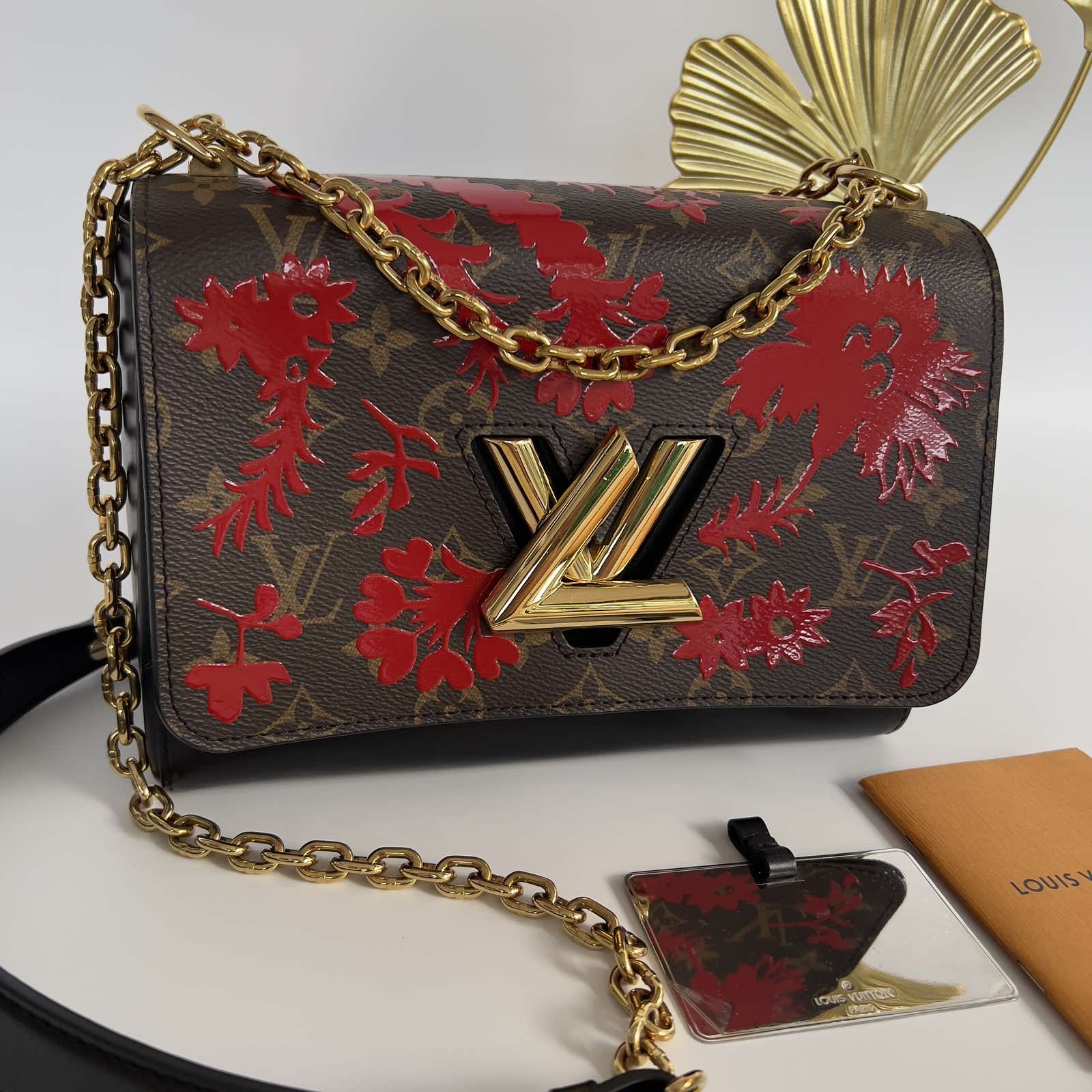 LOUIS VUITTON Calfskin Monogram Blossom Twist MM Black