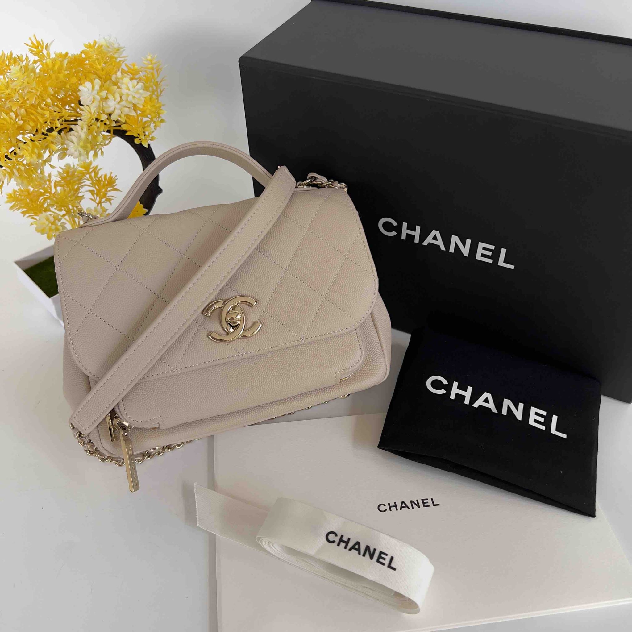 Chanel Small Beige Business Affinity Gold Hardware. Series 30xxxxxx. Made  in Italy. With ribbon, care booklet, dustbag & box ❤️