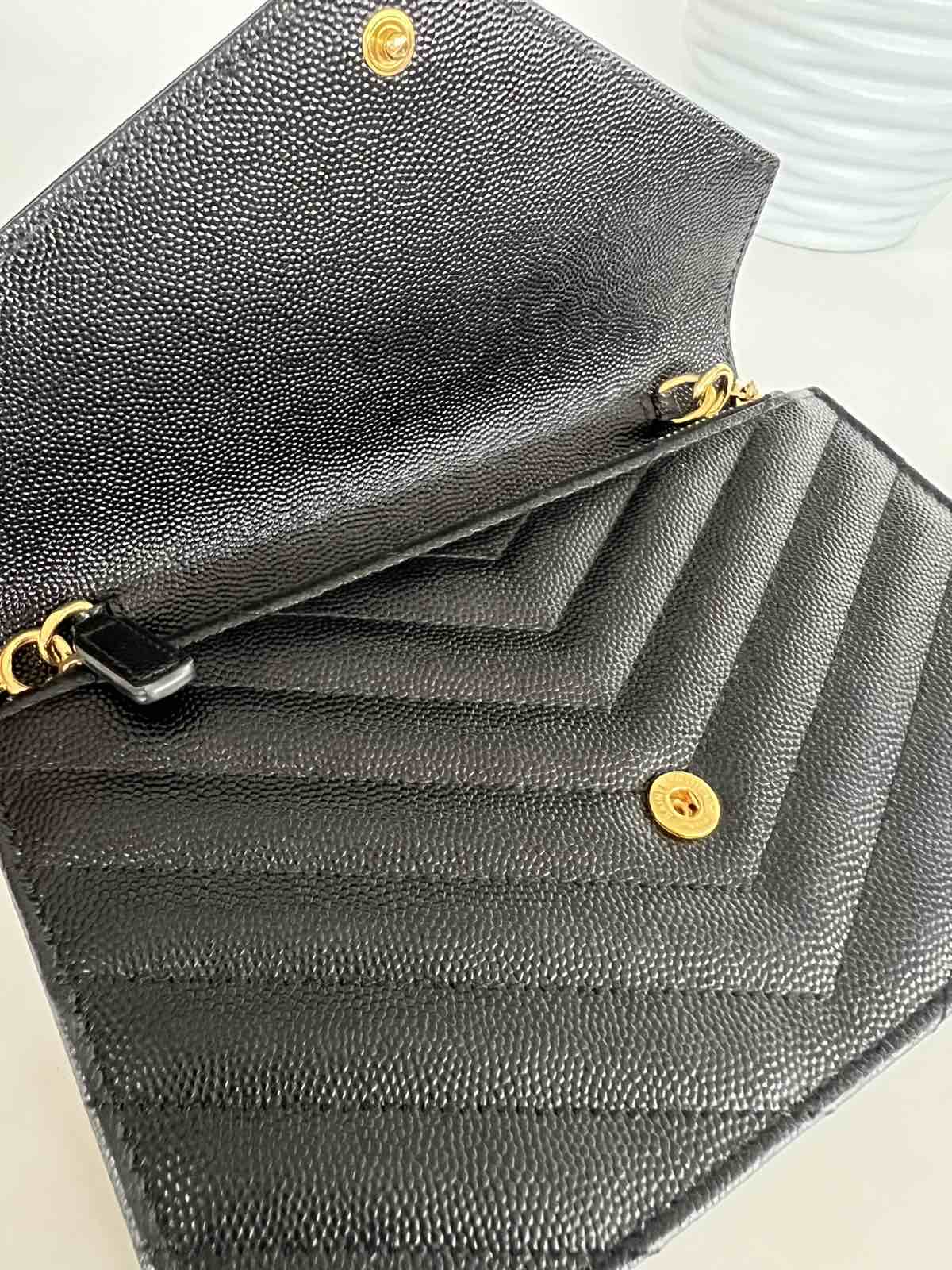 YSL Black Wallet on Chain GM Silver Hardware. Made in Italy. With box ❤️ -  Canon E-Bags Prime