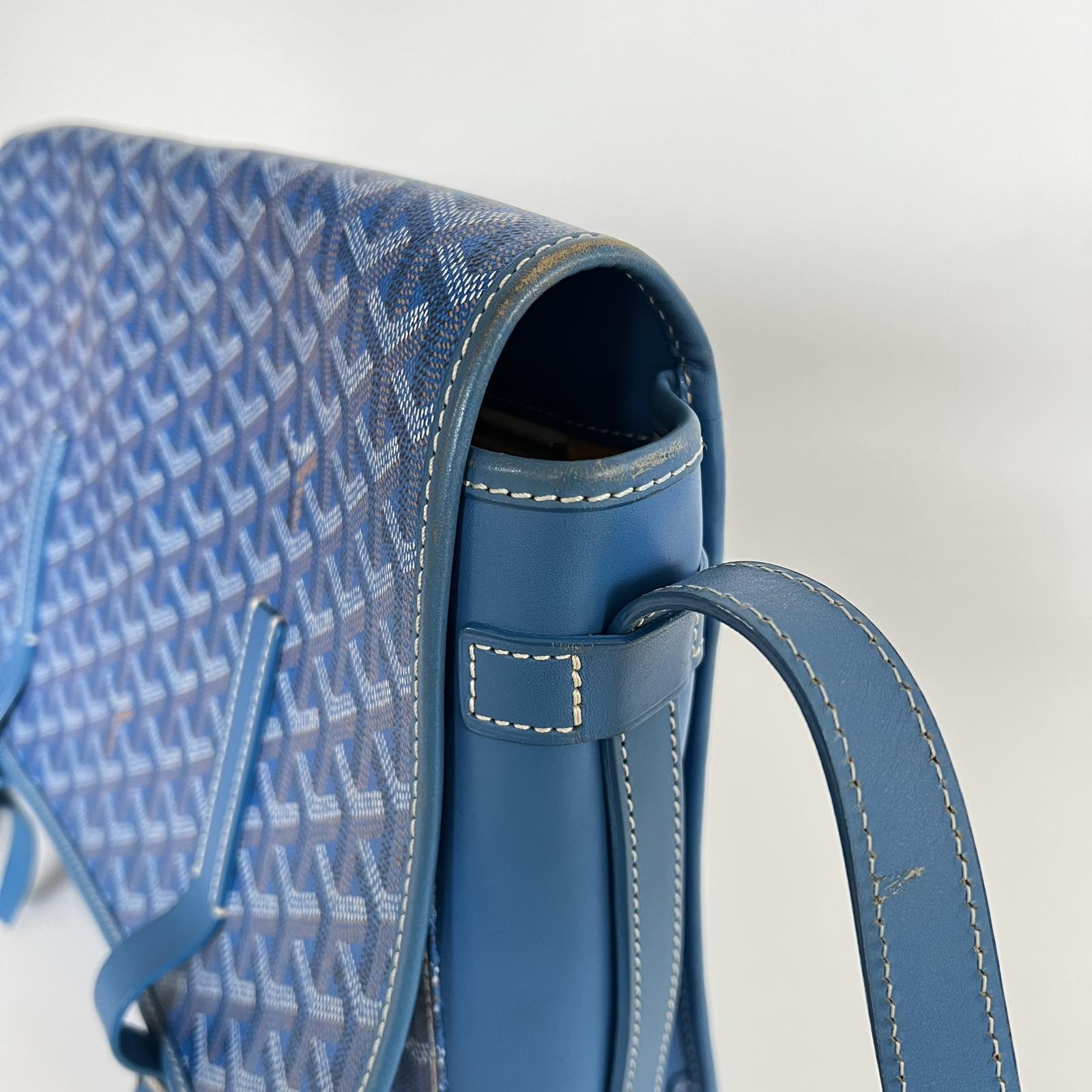 Faure Le Page Blue Coated Canvas and Leather Express 36 Messenger Bag