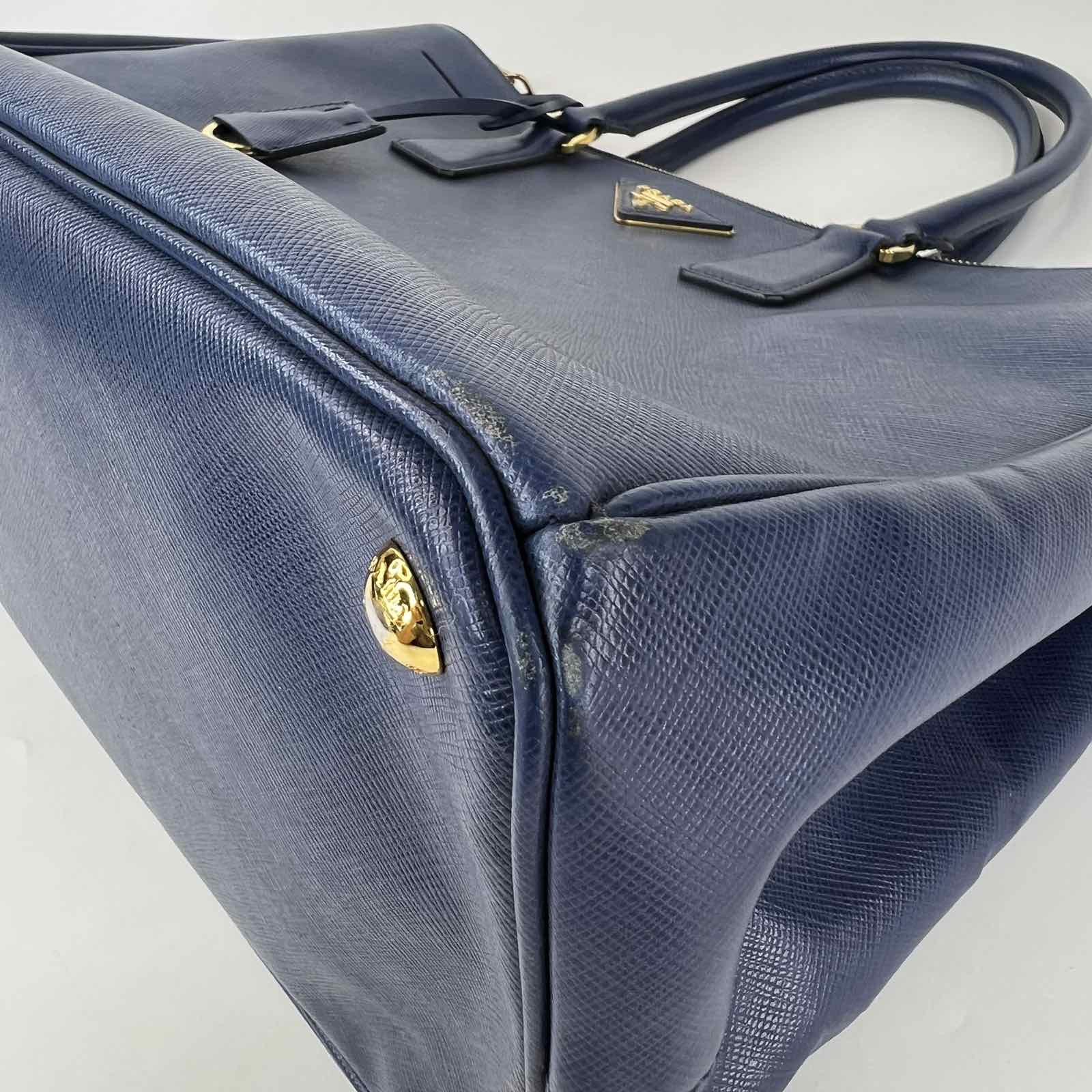 Saffiano Lux Double Zip Tote Large blue navy ghw – L'UXE LINK