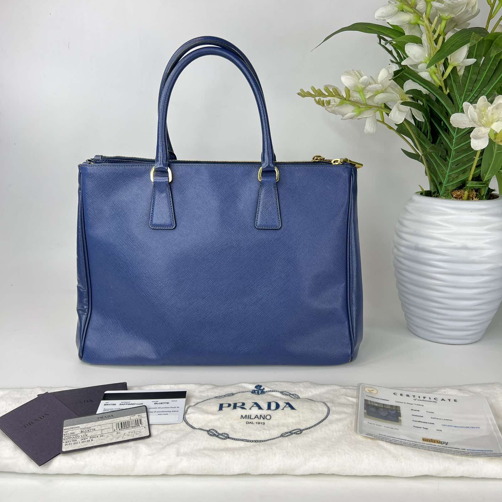 Prada Saffiano Lux Parabole Tote - Blue Totes, Handbags - PRA856768