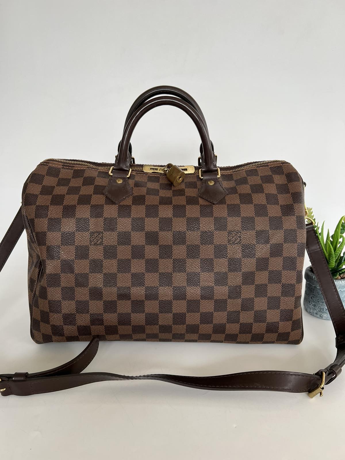 LOUIS VUITTON Speedy 35 Bandouliere Damier Ebene Shoulder Bag Brown