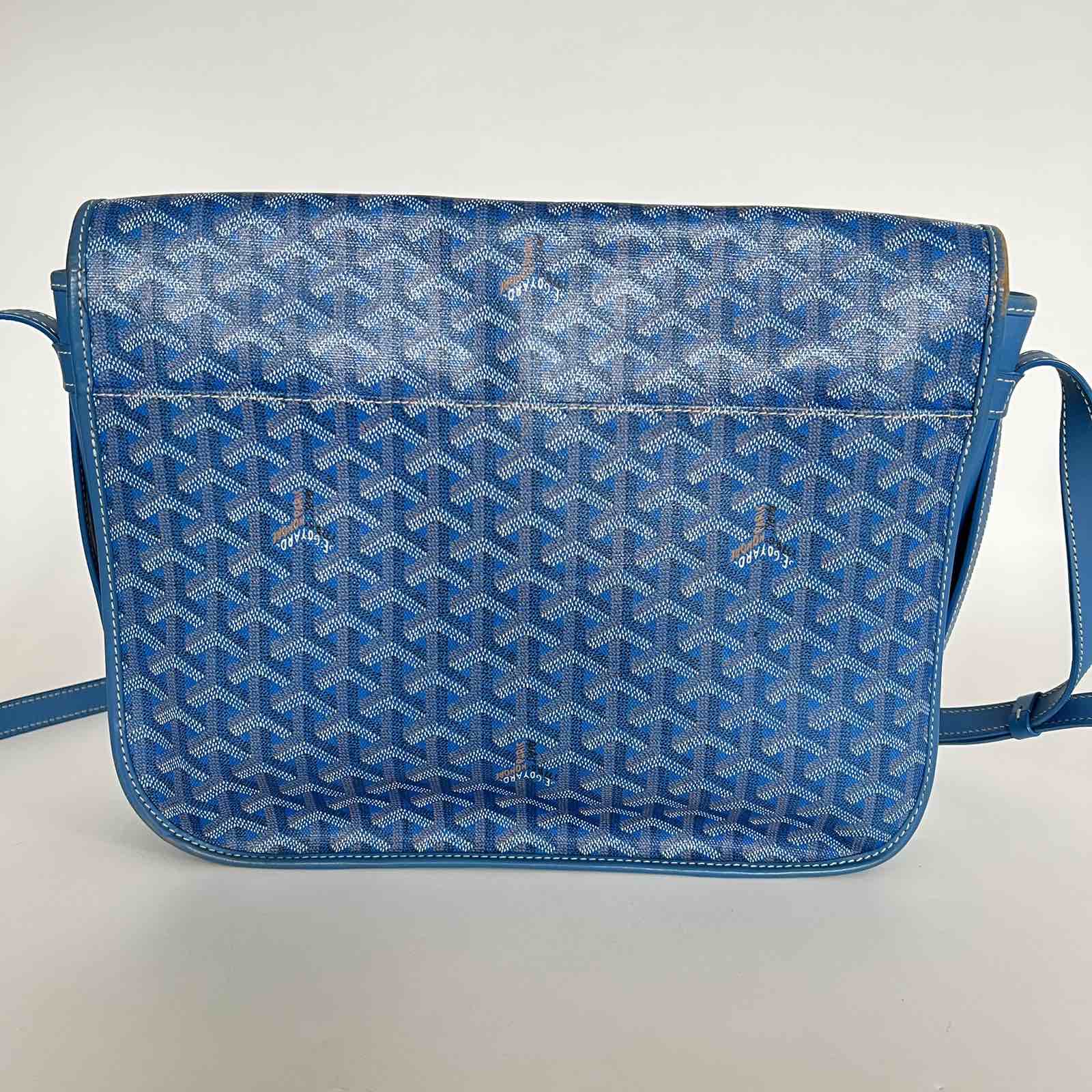 SOLD/LAYAWAY💕 Goyard Blue Goyardine Coated Canvas Messenger Bag Silver  Hardware. Made in France. With certificate of authenticity from ENTRUPY ❤️