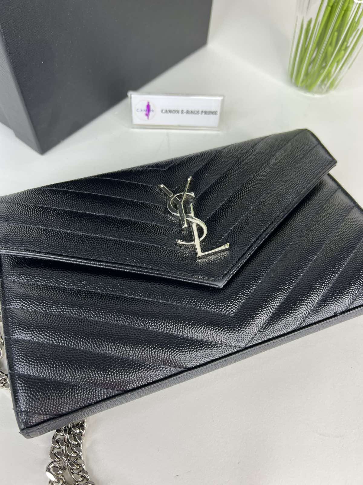 YSL Black Wallet on Chain GM Silver Hardware. Made in Italy. With box ❤️ -  Canon E-Bags Prime