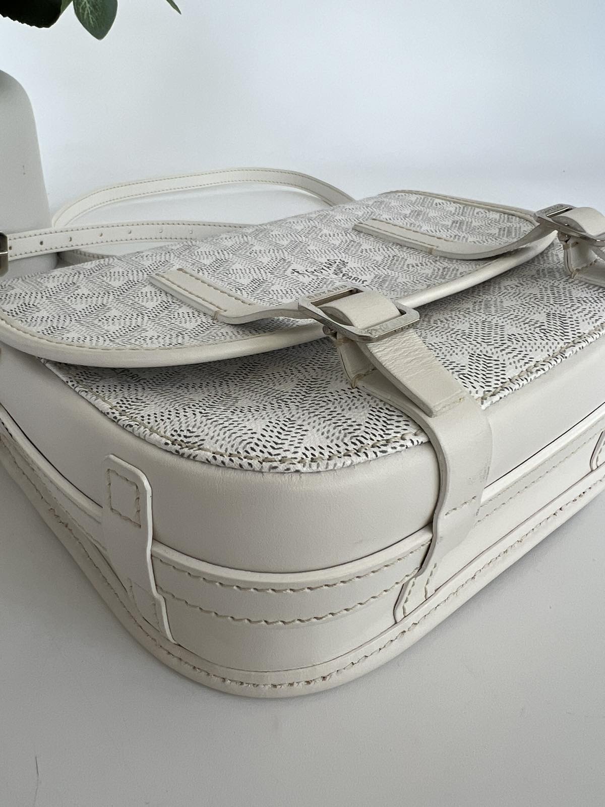 Goyard White Belvedere PM. Made in France. No inclusions