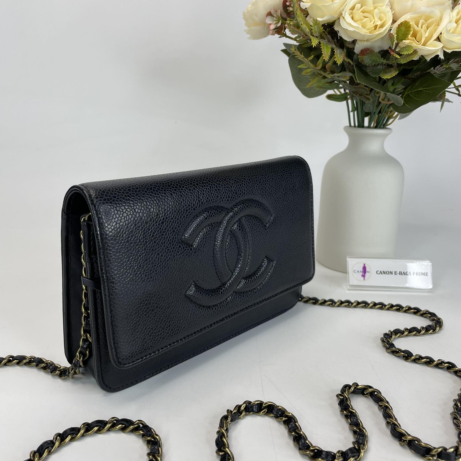 Chanel Black Caviar Timeless Wallet on Chain Gold Hardware Series