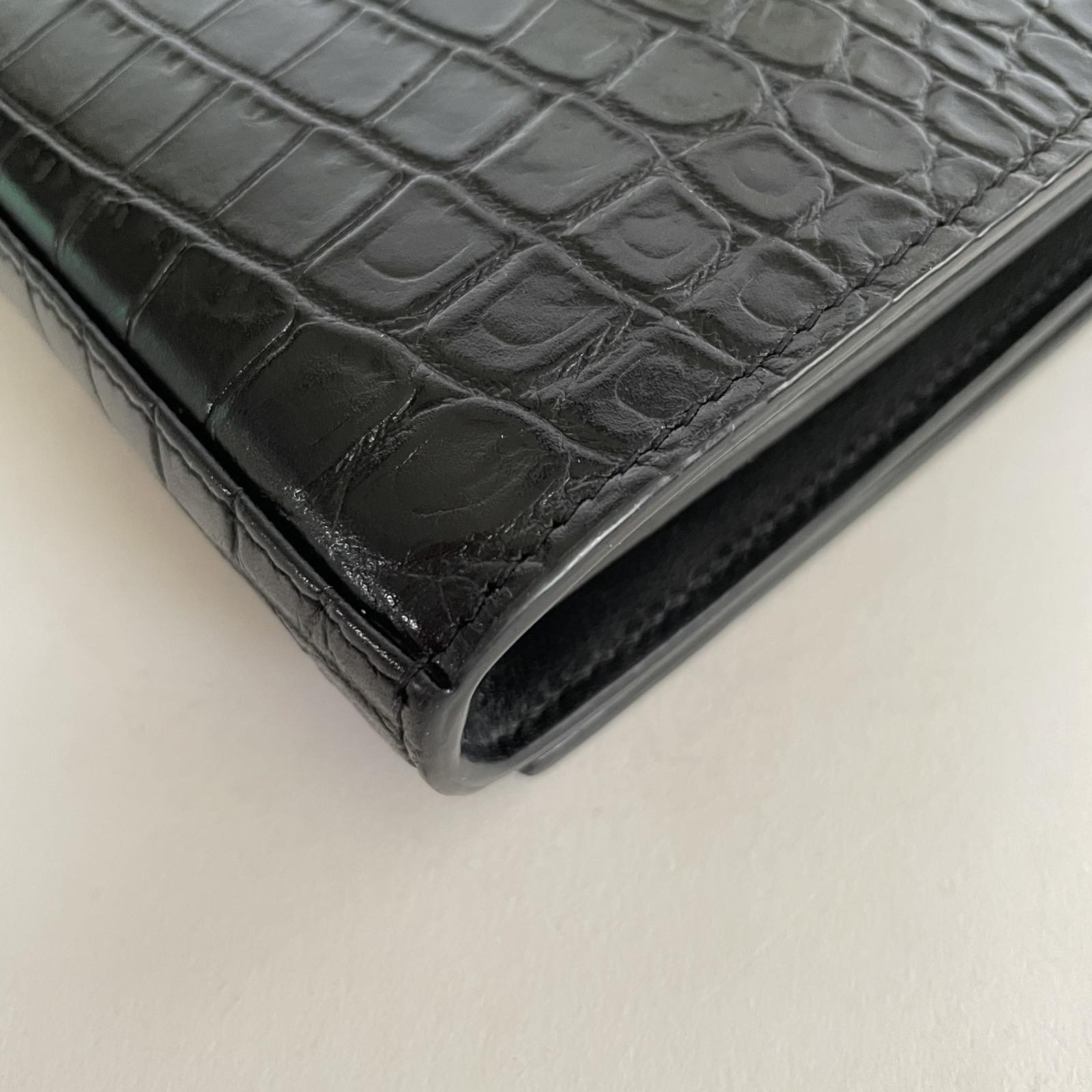 YSL Black Wallet on Chain GM Silver Hardware. Made in Italy. With